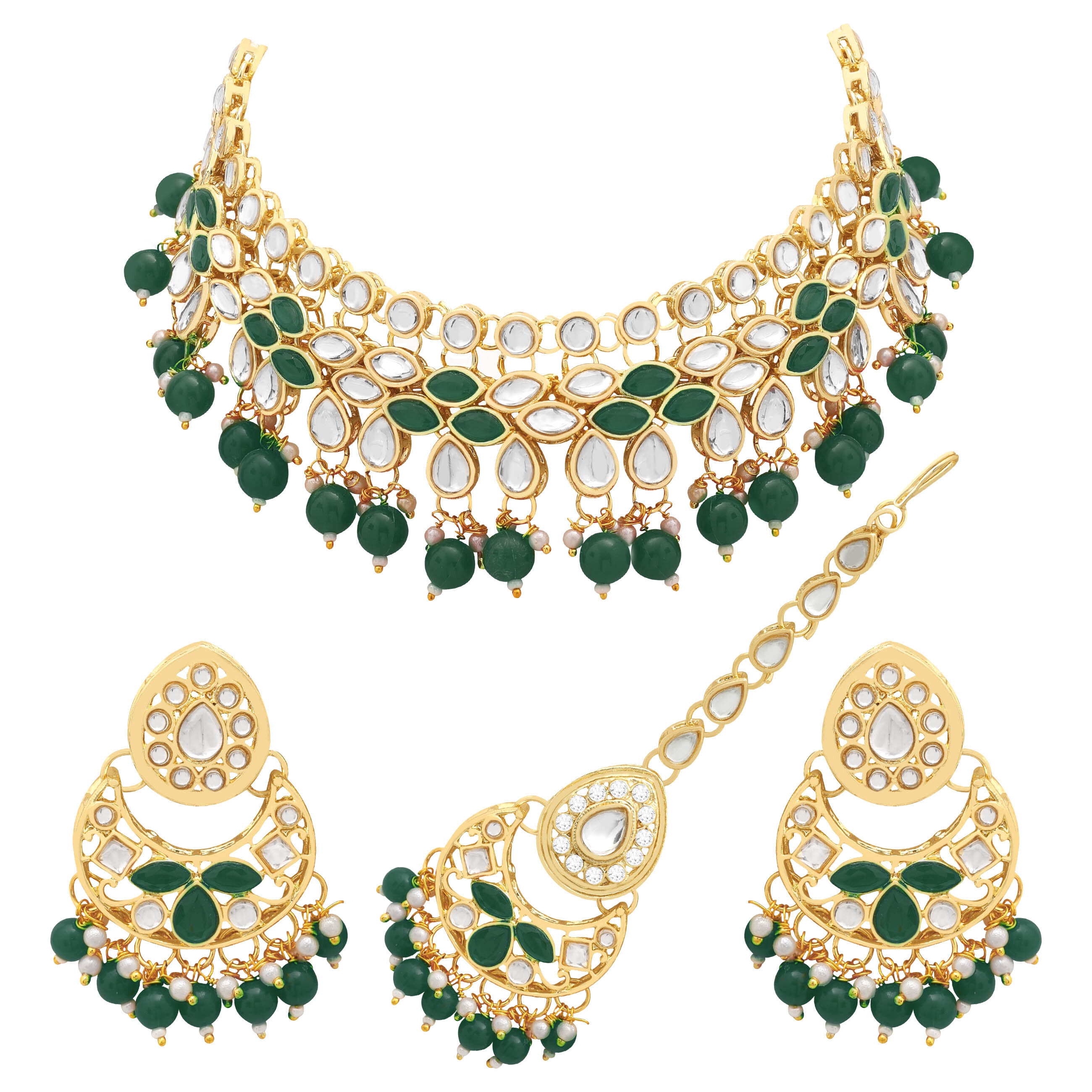 Kundan Stone Gold plated Designer choker Necklaces Set