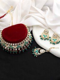 Kundan Stone Gold plated Designer choker Necklaces Set