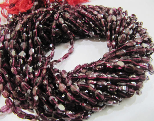 Natural Garnet Oval Shape Faceted 5 to 7mm Beads Strand 13 inches long