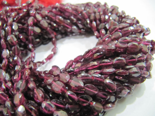 Natural Garnet Oval Shape Faceted 5 to 7mm Beads Strand 13 inches long