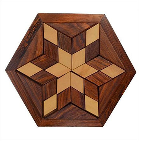 Brown Wooden Hexagonal Puzzle