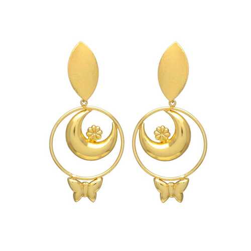 Moon and butterfly golden earring set