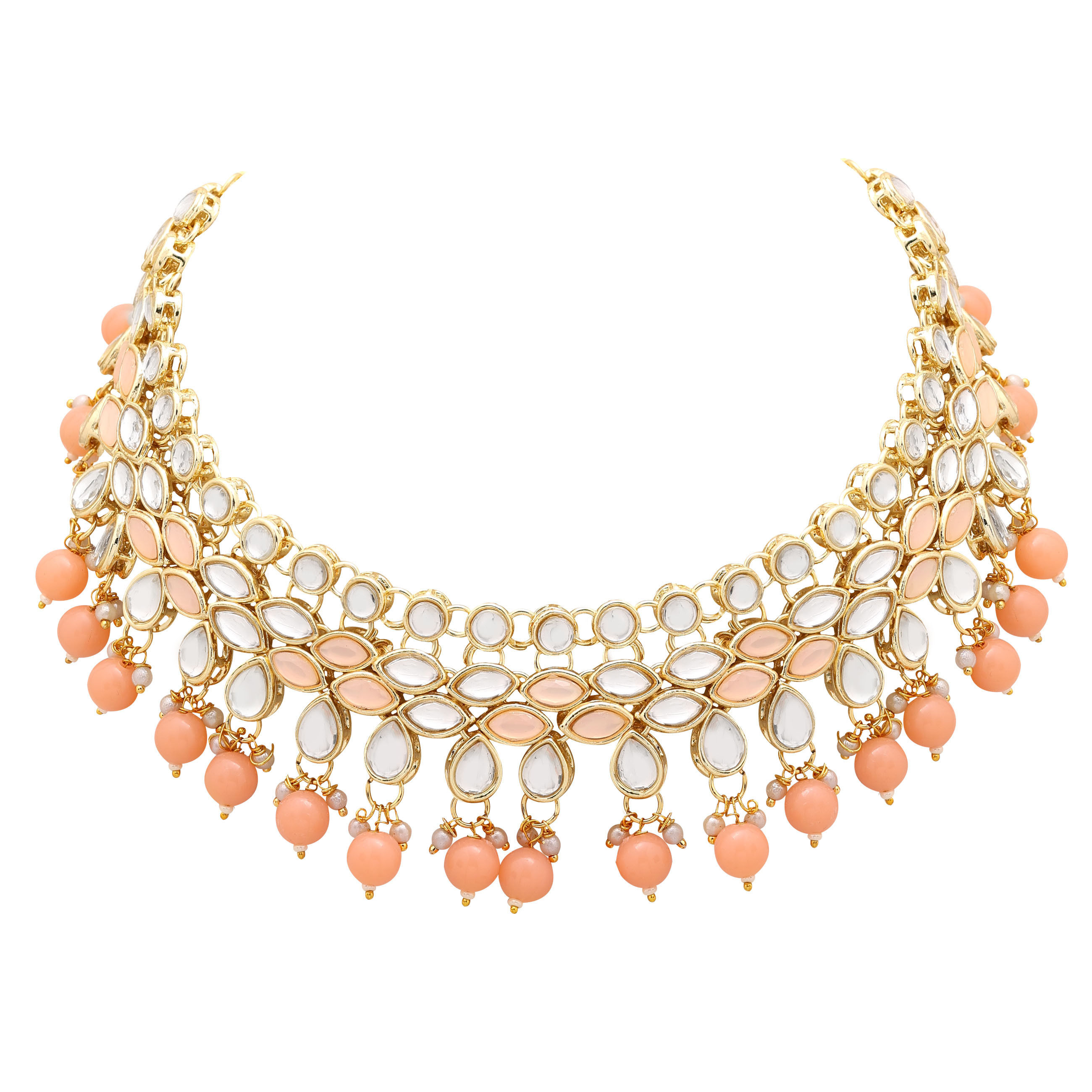 Kundan Stone Gold plated Designer Choker Necklace Set .