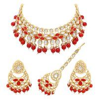 Kundan Stone Gold plated Designer choker Necklaces Set ..