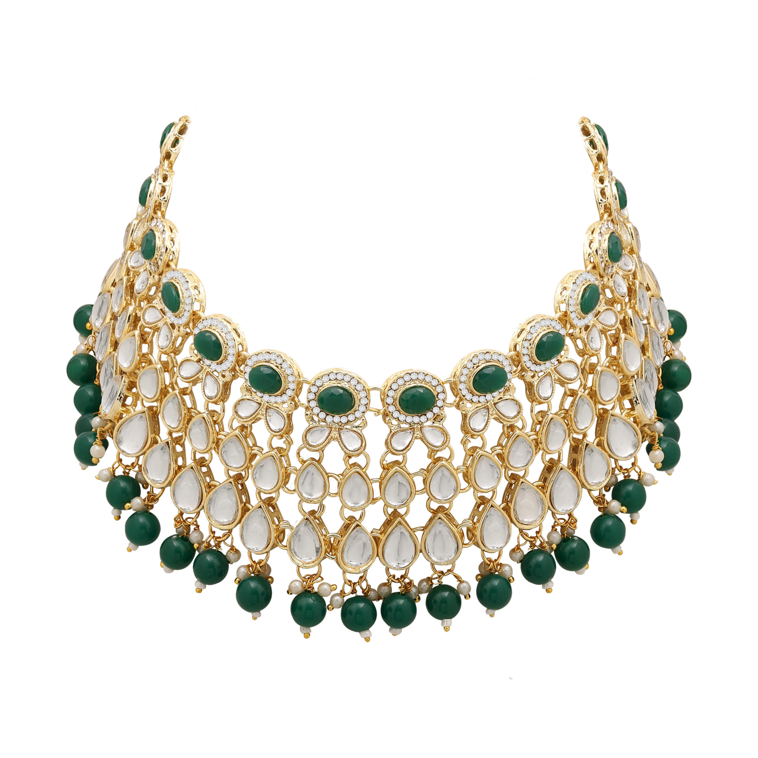 Delicate Round Kundan Choker Necklace Set