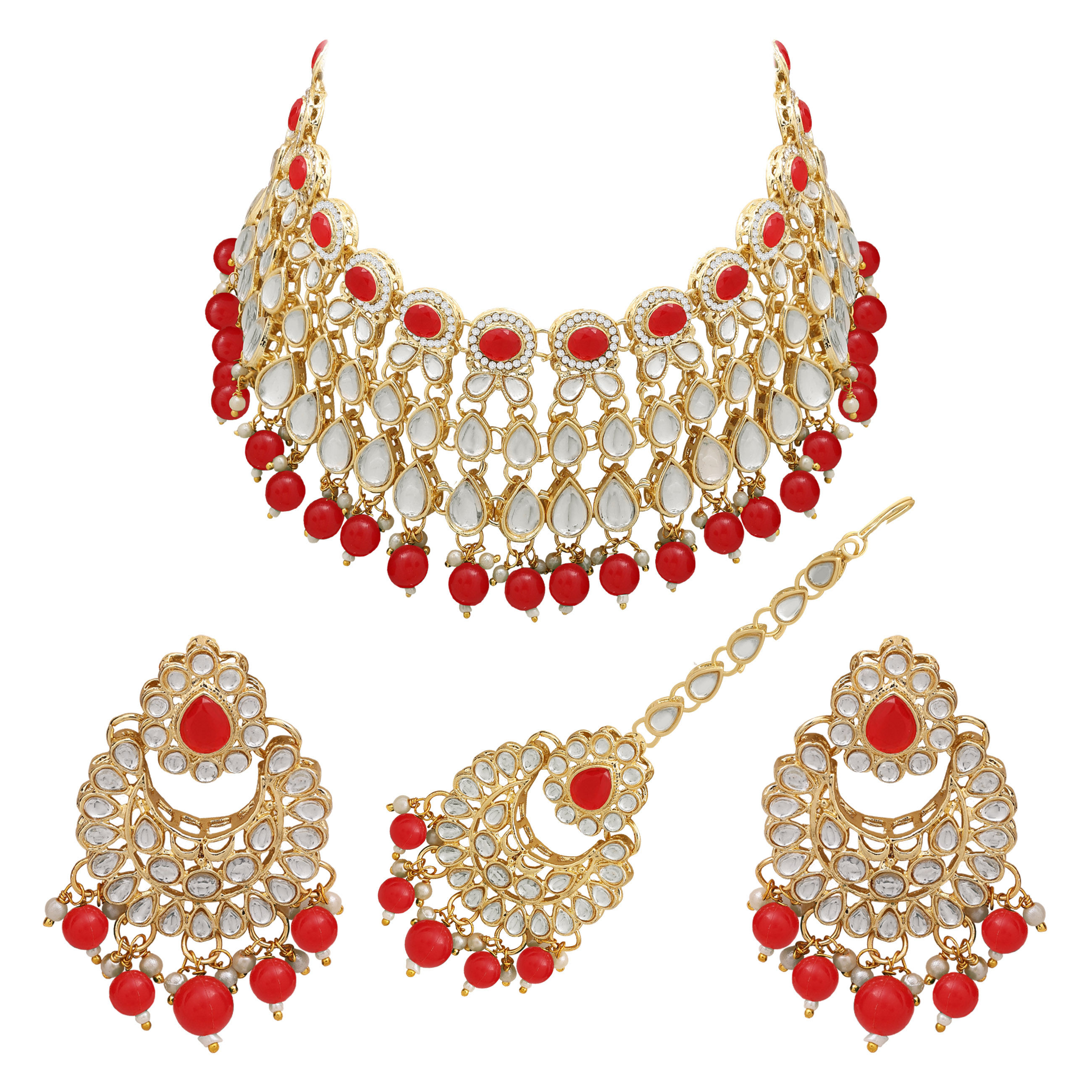 Delicate Round Kundan Choker Necklace Set..