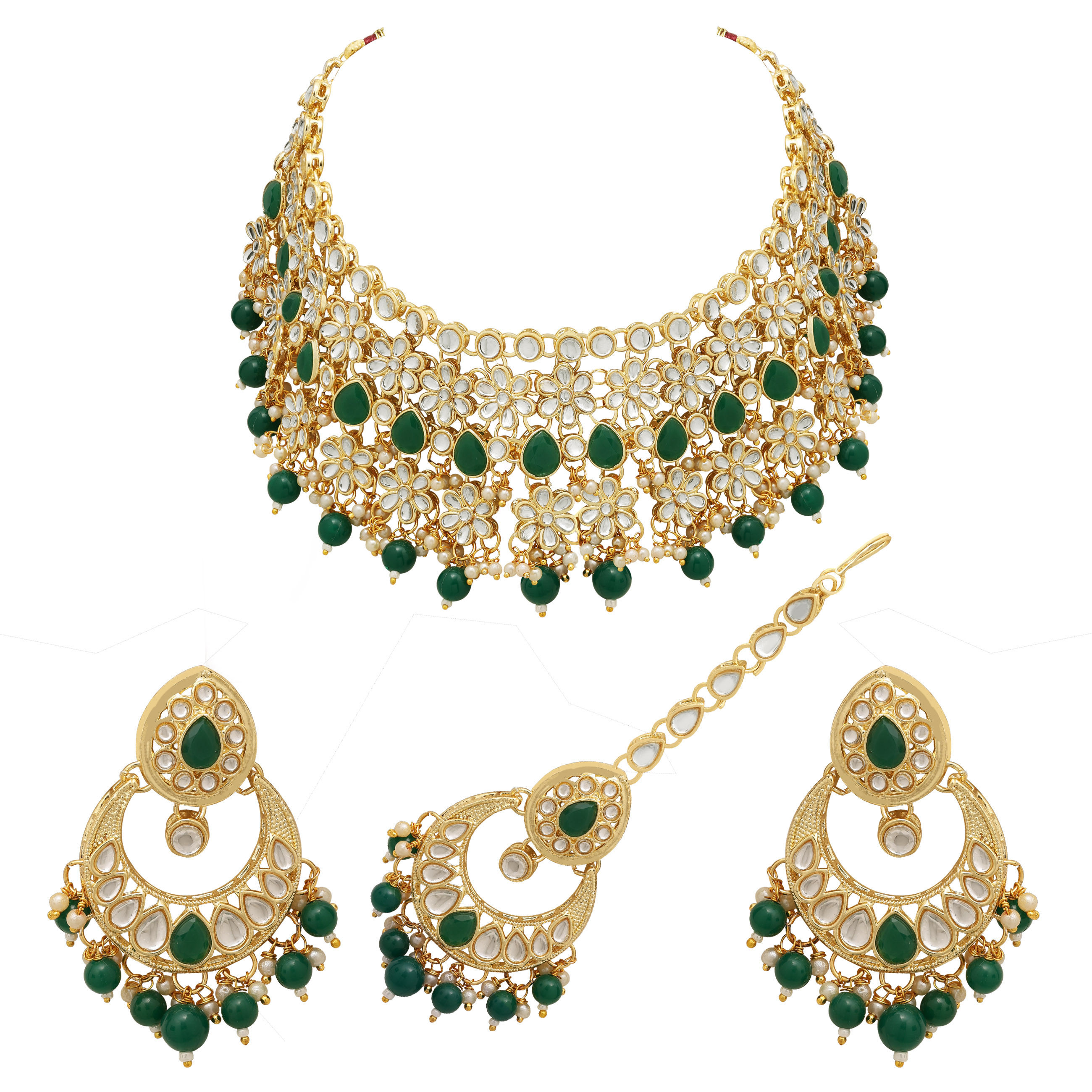 Blossoming Bride Kundan Choker Necklace  Set