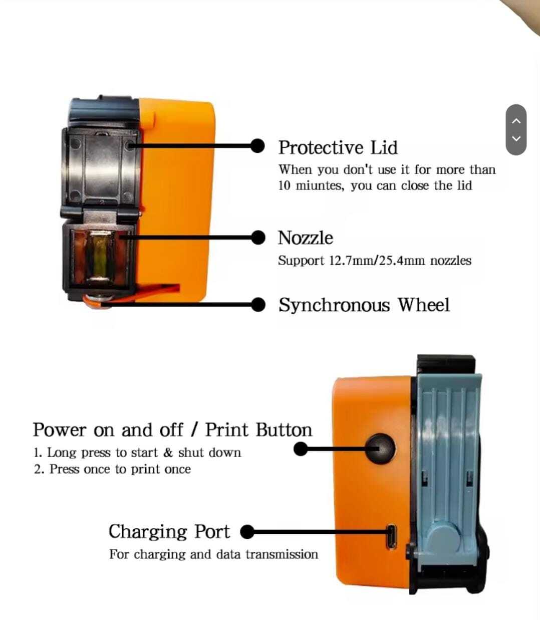 Portable Mini TIJ Handheld Thermal Inkjet Printer