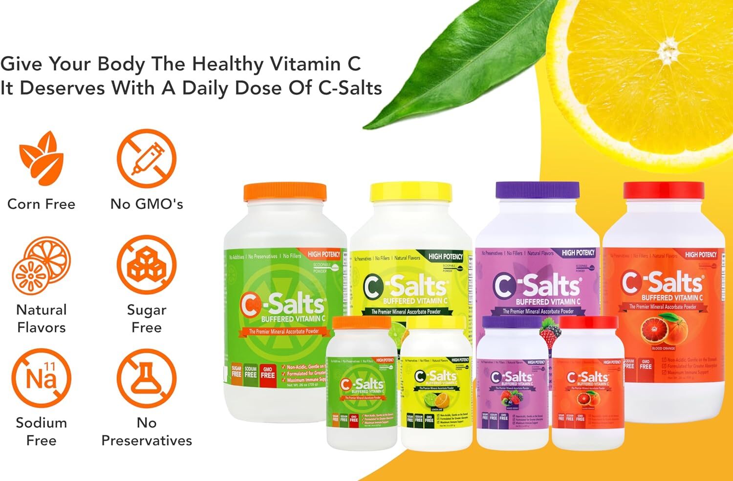 C-Salts Buffered Vitamin C Powder Supplement  Original 8oz