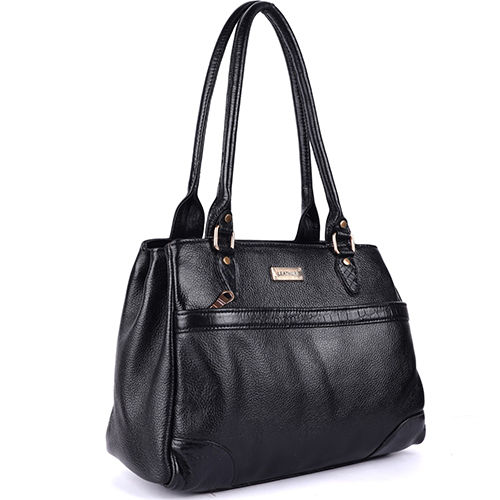 Ladies Dark Black Leather Handbag