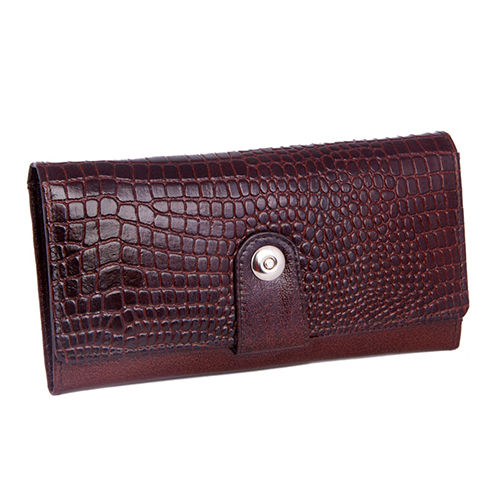 Croco Clip Magnet Printed Leather Clutches