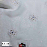 Madhav fashion White Georgette Embroidered fabric with Butti Design