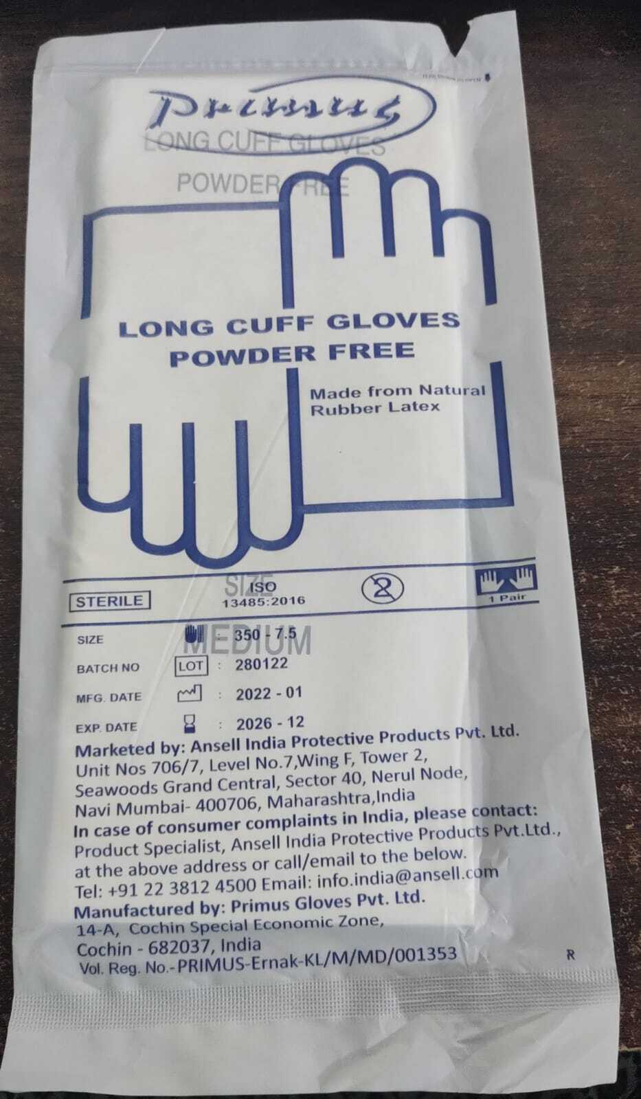 Primus Latex Surgical Powder Free Sterile Glove 400 MM