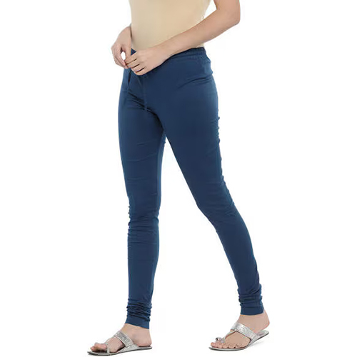 Teal Blue Solid Cotton Churidar Legging