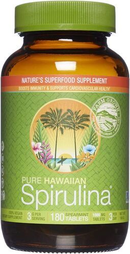 Nutrex Hawaii, Pure Hawaiian Spirulina, 1000 mg Spearmint Tablets, 180 Count, Vegan