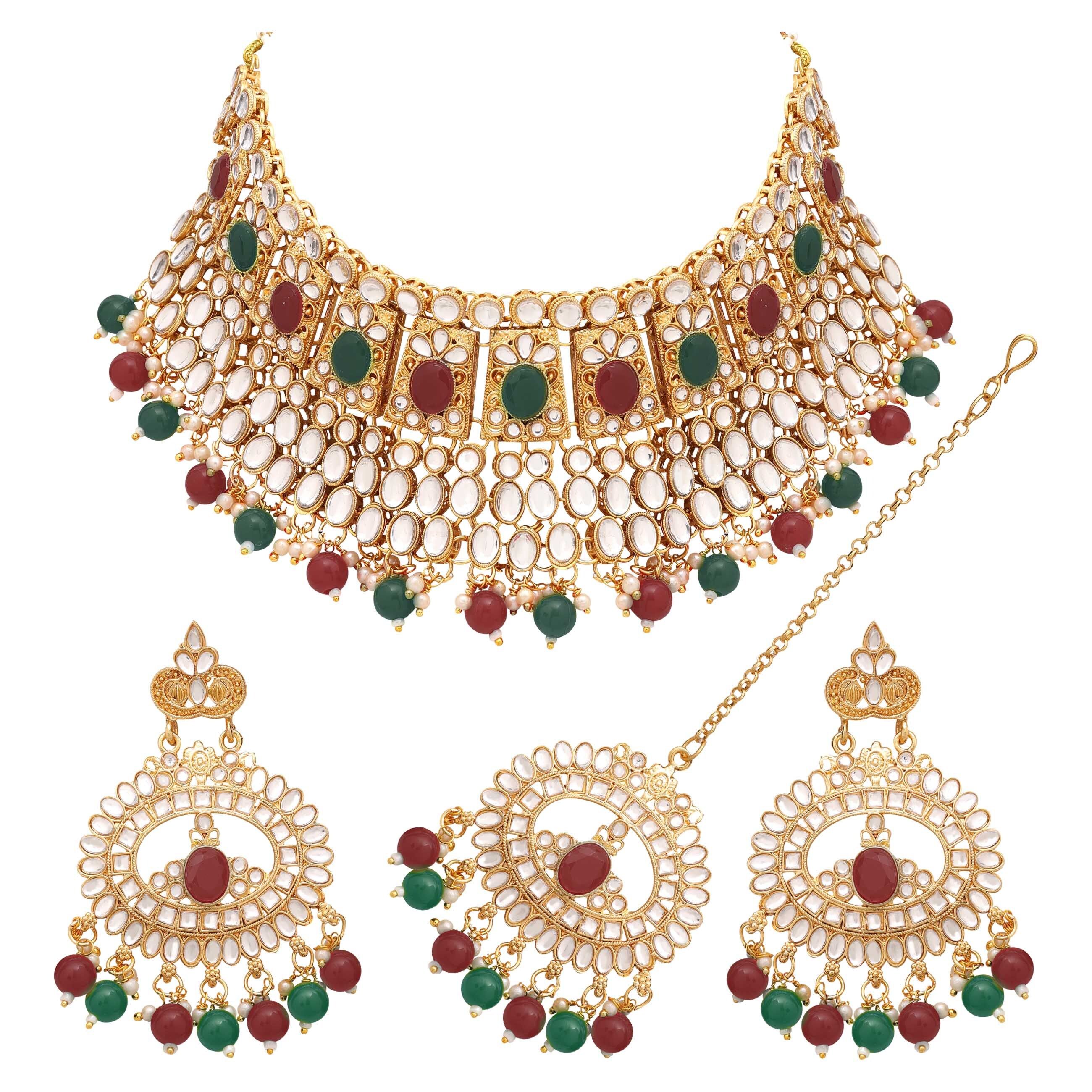 Timeless Treasure Kundan Choker Necklace Set.