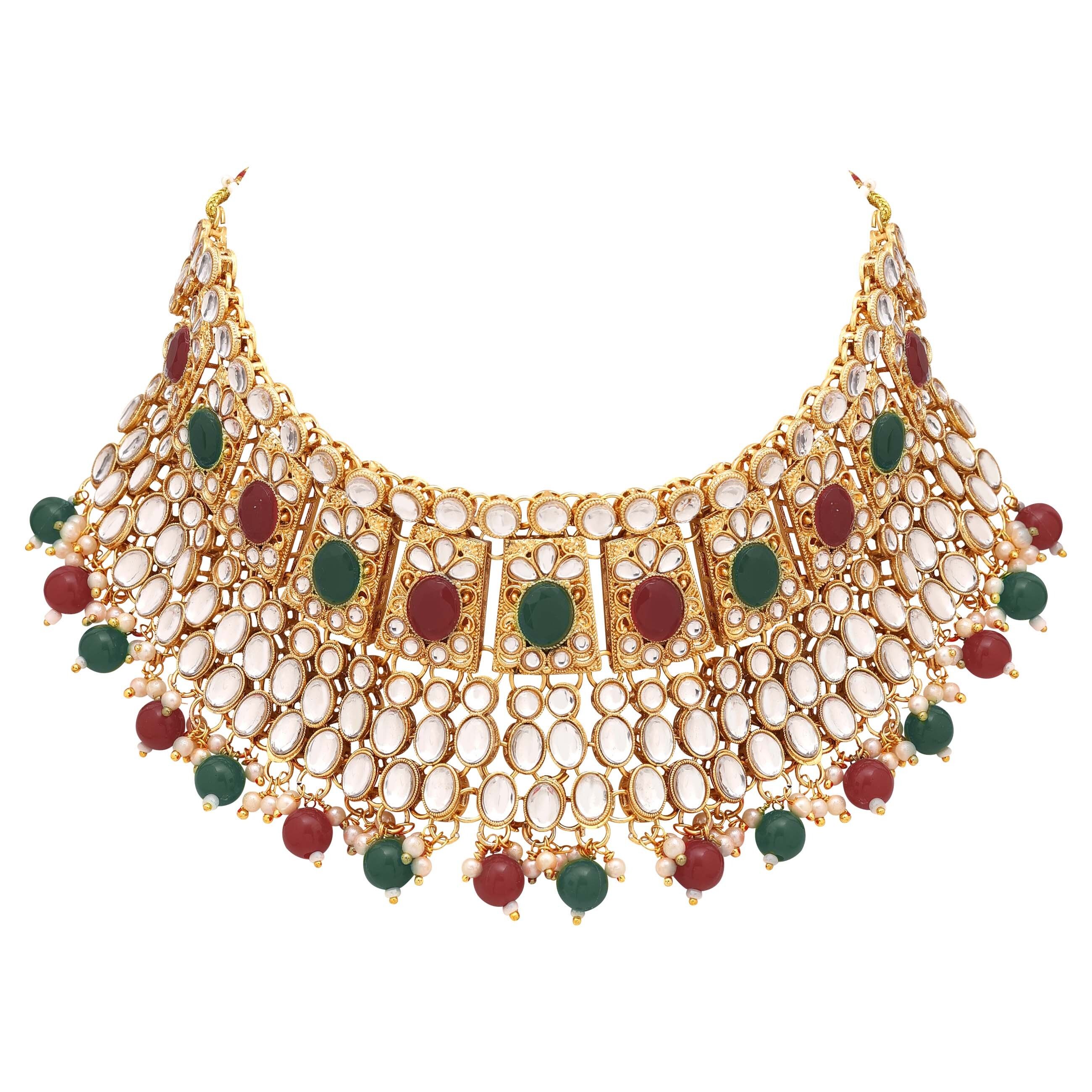 Timeless Treasure Kundan Choker Necklace Set.