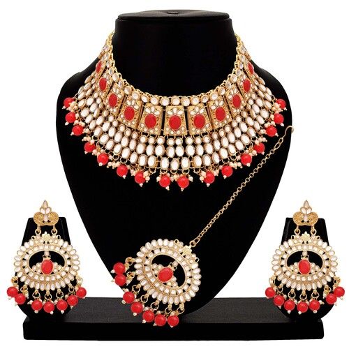 Timeless Treasure Kundan Choker Necklace Set..