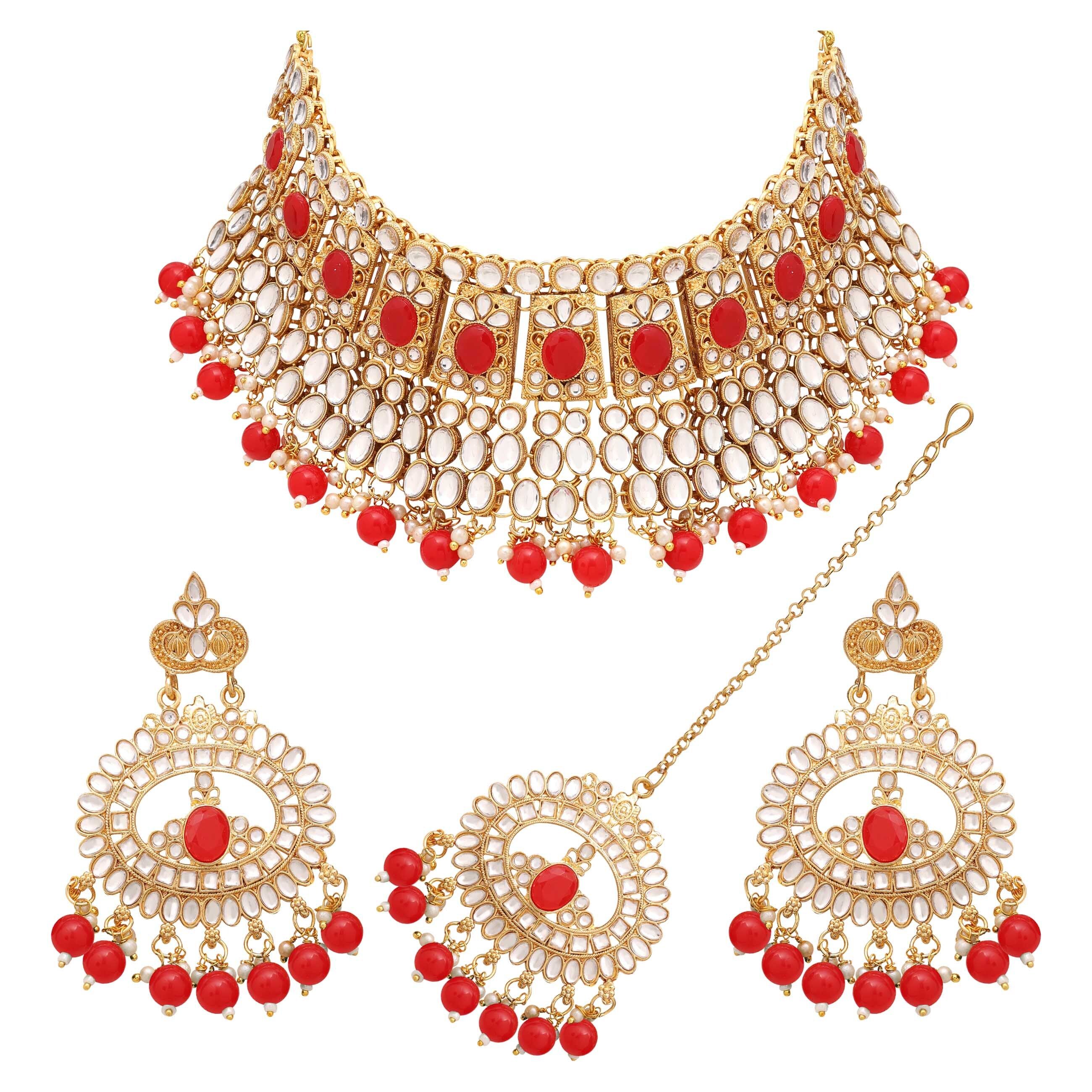 Timeless Treasure Kundan Choker Necklace Set..