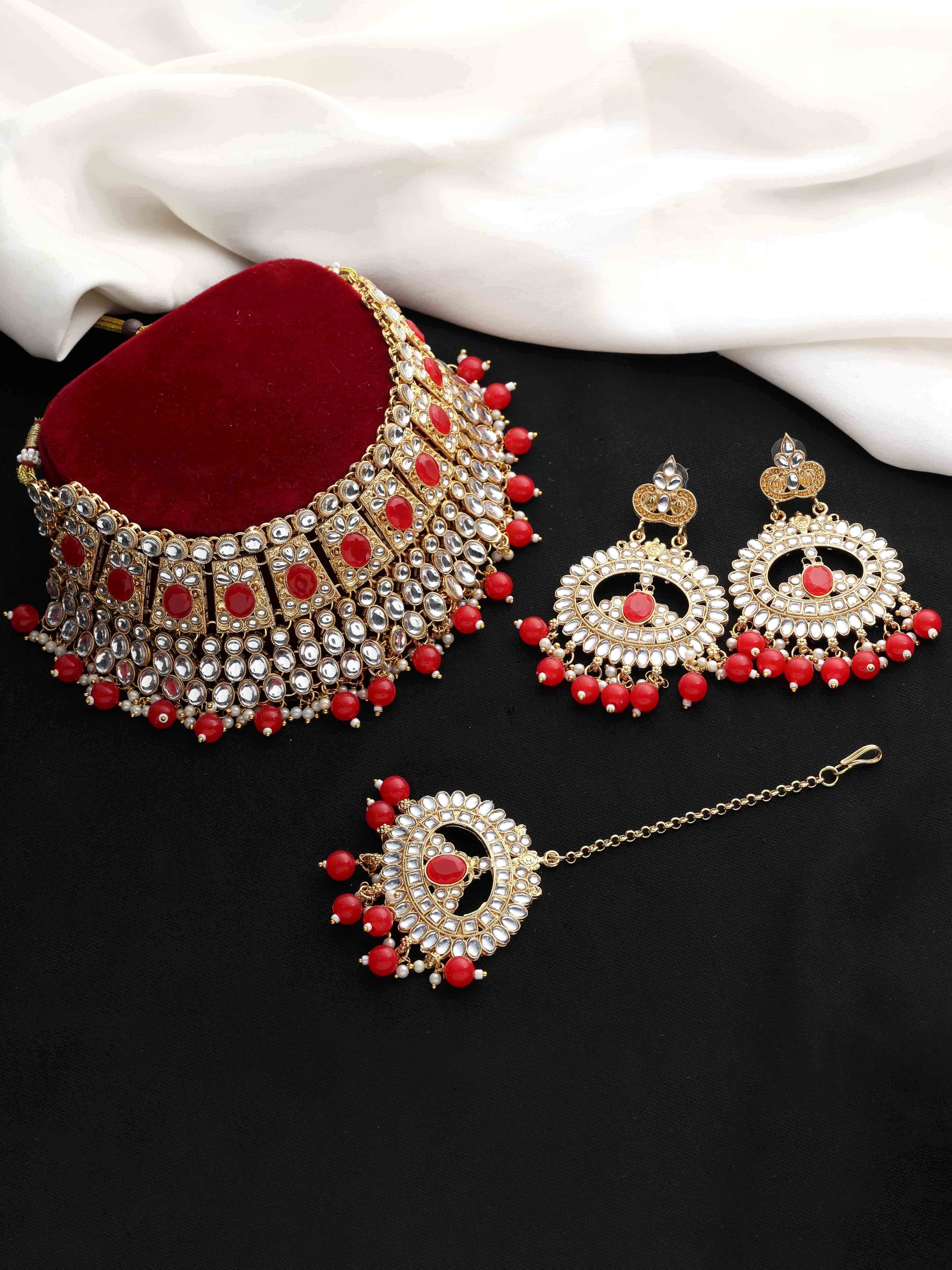 Timeless Treasure Kundan Choker Necklace Set..