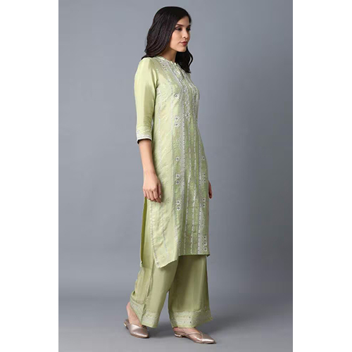 W Green Straight Viscose Kurta