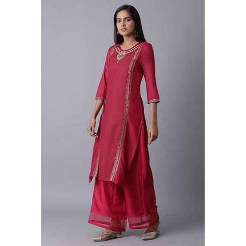 W Maroon Printed Layer Kurta