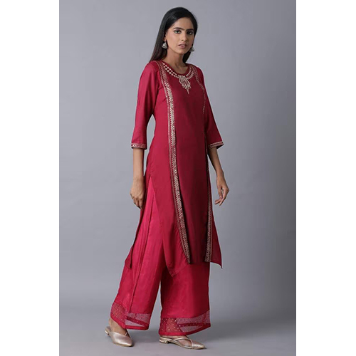 W Maroon Printed Layer Kurta
