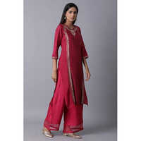 W Maroon Printed Layer Kurta