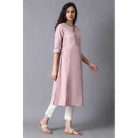 W Lilac Round Neck A-Line Kurta