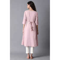 W Lilac Round Neck A-Line Kurta
