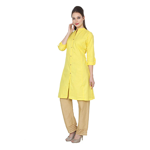 Mirabella Yellow Khadi A-Line Kurta