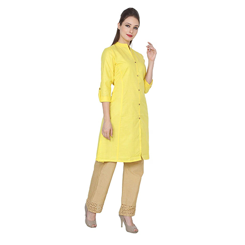 Mirabella Yellow Khadi A-Line Kurta
