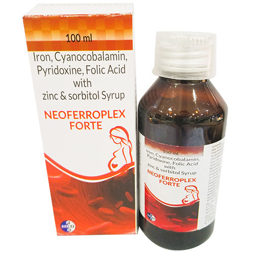 100 Ml Iron Cyanocobalamin Pyridoxine Folic Acid With Zinc And Sorbitol Syrup General Medicines