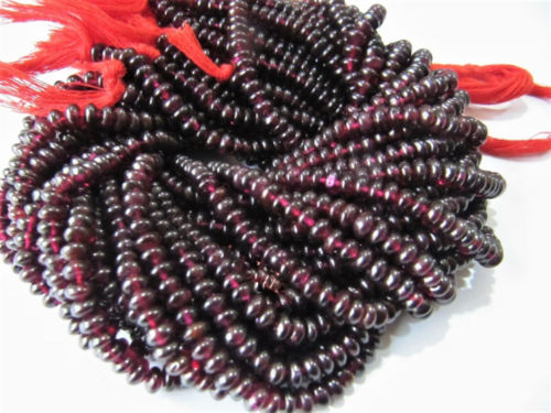 Natural Garnet 4 to 6mm Rondelle Plain Beads Sold Per Strand 13 inches long