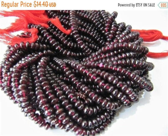 Natural Garnet 4 to 6mm Rondelle Plain Beads Sold Per Strand 13 inches long