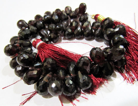 Natural Mozambique Garnet Teardrop Shape Faceted 5x7mm Beads strand 8 inches