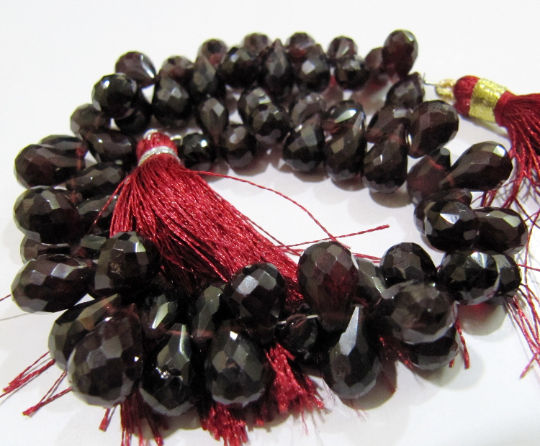 Natural Mozambique Garnet Teardrop Shape Faceted 5x7mm Beads strand 8 inches