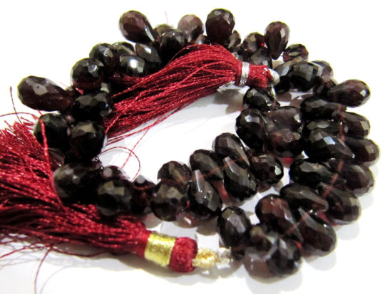 Natural Mozambique Garnet Teardrop Shape Faceted 5x7mm Beads strand 8 inches