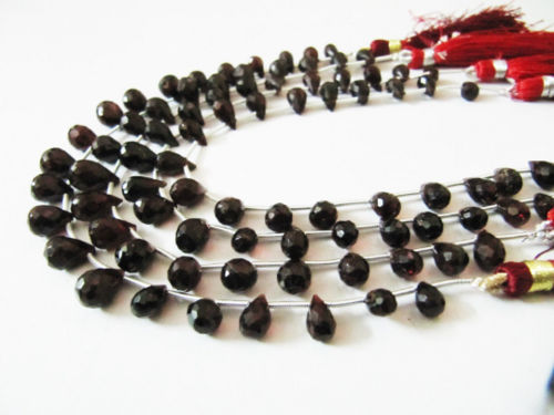 Natural Garnet Teardrop Shape Faceted 5x8mm to 6x10mm Strand 8''long