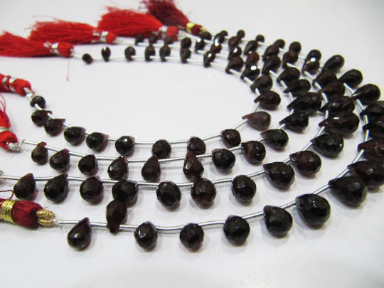 Natural Garnet Teardrop Shape Faceted 5x8mm to 6x10mm Strand 8''long