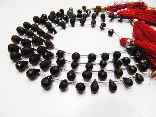 Natural Garnet Teardrop Shape Faceted 5x8mm to 6x10mm Strand 8''long