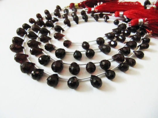 Natural Garnet Teardrop Shape Faceted 5x8mm to 6x10mm Strand 8''long