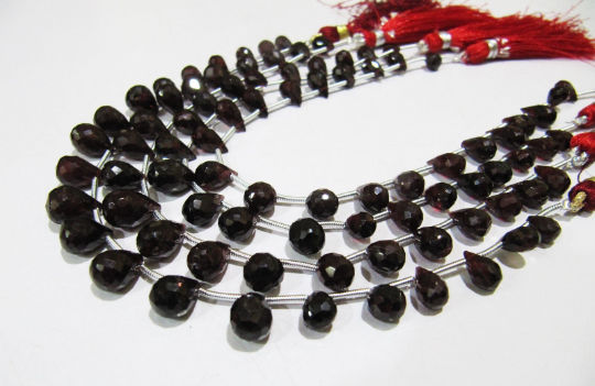 Natural Garnet Teardrop Shape Faceted 5x8mm to 6x10mm Strand 8''long