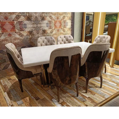 Onyx Marble 6 Seater Dining Table Set No Assembly Required