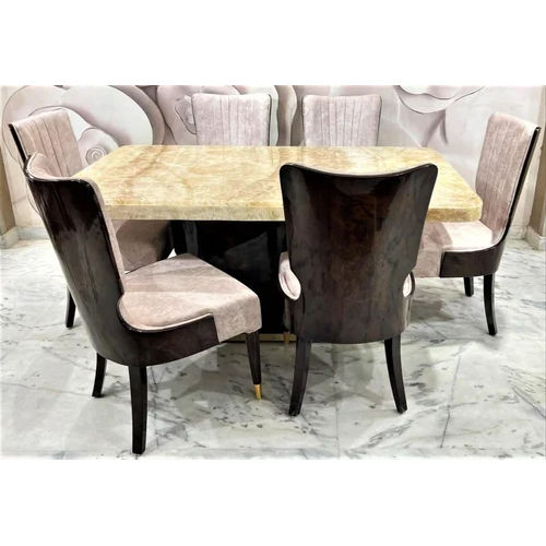 6 Seater Marble Top Dining Table Set