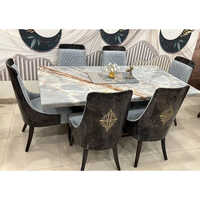 Marble Dining Table In Polyester Polish No Assembly Required
