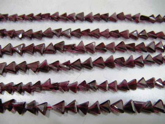 Natural Garnet Triangle Shape Faceted Beads 5 to 7mm Strands 13 inch long