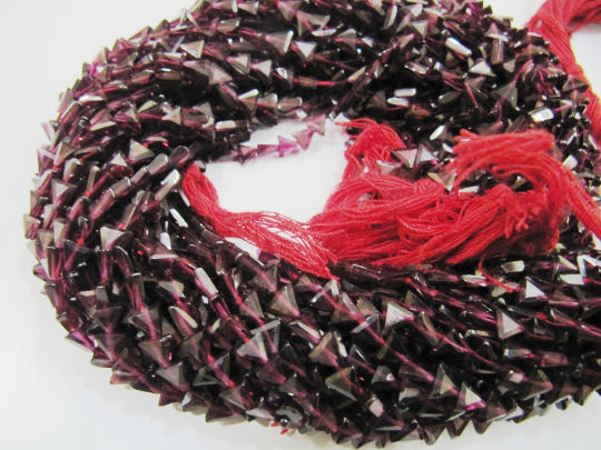 Natural Garnet Triangle Shape Faceted Beads 5 to 7mm Strands 13 inch long