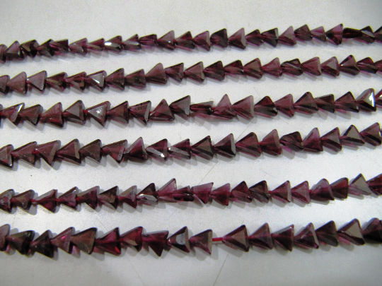 Natural Garnet Triangle Shape Faceted Beads 5 to 7mm Strands 13 inch long