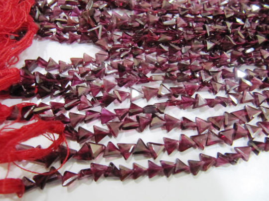 Natural Garnet Triangle Shape Faceted Beads 5 to 7mm Strands 13 inch long